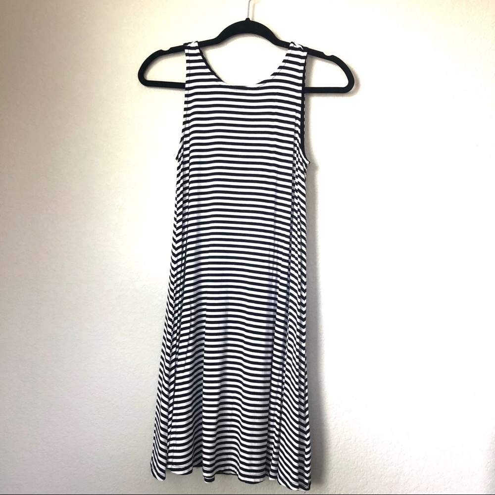 Striped  Black and white Sleeveless Swing Dress